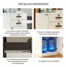 Archivero Compacto Elegante de Metal - 3 Gavetas con Llave, Organizador Económico para Oficina/Hogar - Blanco - Ver 6