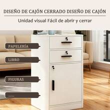 Archivero Para Oficina 3 Gavetas Metalico Economico Conllave - Blanco - Ver 5