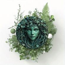 Retro Green Tree Female Face Round Aluminum Wall Art Sign - 8x8 Inch Nature-Inspired Design, Pre-Drilled For Easy Hanging, No Electricity Needed, Indoor/Outdoor Home Garden Decor For Halloween Christmas Gift Idea, Tree Decor - 彩色 - 查看 8