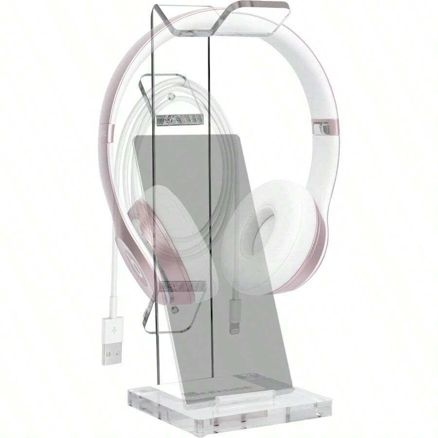 Acrylic Headset Headphone Stand Gaming Headphone Holder Cable OrganizerTransparent - Transparent - View 1