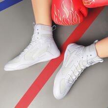 Men's Wrestling Shoes, High-Top Combat Boxing Shoes, Training Shoes, Kickboxing Boots, Fitness Martial Arts Shoes, High-Quality Men's Professional Sports Shoes, Comfortable Anti-Slip Durable Breathable Ankle Support Shoes With Textured Soles