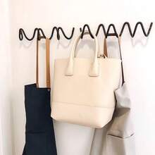 Wave-Shaped Anti-Rust Metal Wall Mounted Coat Rack - Suitable For Home, Hotel And Store Decoration - Perfect Valentine's Day Gift, Home Storage, Modern Wall Rack, Metal Hanger, Household Coat Rack - Black - View 3