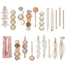 GSYY Meha 20 PCS Pearls Hair Cls Fashion An Style Acrylic ResinHairpins/ Barrettes For Wen And Ladies Girls Headwear Styling Tools Hair Accessories Bobby Pins - 黑色 - 查看 1