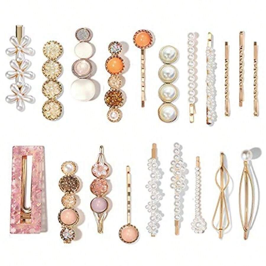 GSYY Meha 20 PCS Pearls Hair Cls Fashion An Style Acrylic ResinHairpins/ Barrettes For Wen And Ladies Girls Headwear Styling Tools Hair Accessories Bobby Pins - 黑色 - 查看 1