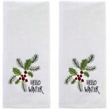 SKL Home - Juego de 2 Toallas de Mano de Trineo de muñ de Nieve para Navidad, Invierno, para baño, Cocina, Bar y Regalo, Color Azul(Hola Winter) - Multicolor - Ver 1