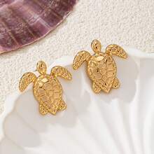 1 Pair Vintage Style Cute Metal Sea Turtle Stud Earrings, Creative Personalized Suitable For Holidays & Parties - Earrings - View 1