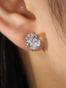 1 Paar 100% 925 Sterling Silber 14k Gold 1CT/2CT Oval-Schliff funkelnde Zirkonia Ohrstecker Luxus Schmuck für Frauen, Mädchen und Damen Bankett, Hochzeitsfeier Geschenk Damen Ohrringe 2025 Mode Ohrringe - Ovaler Zirkonia - Übersicht 7