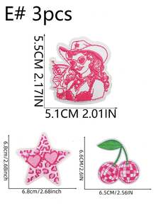 Bộ 3/14 miếng vá thêu chữ Cherry màu hồng hình bé gái, hoạt hình dễ thương, làm từ sợi polyester, thích hợp để tự may vá quần áo, phụ kiện may mặc, dùng cho mũ lưỡi trai, quần jean, áo sơ mi, áo khoác, ba lô, quần áo thường ngày và phụ kiện. - Nhiều màu - Xem 23