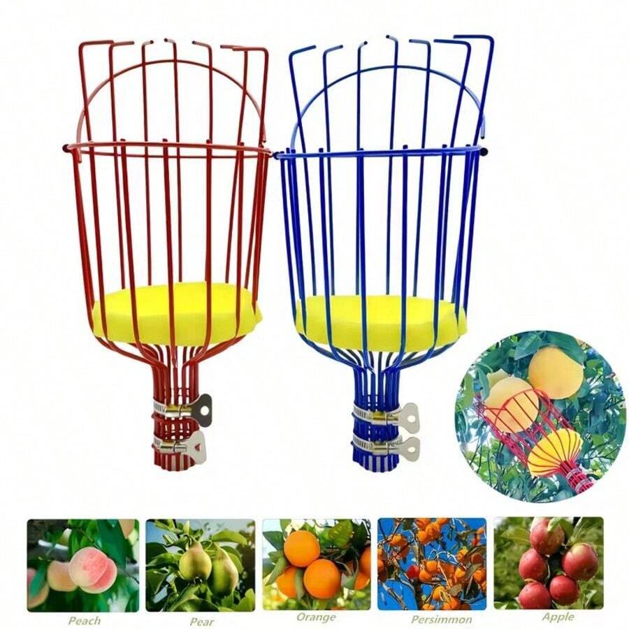 1pc High Reach Fruit Picker Tool, Suitable For Apples, Oranges, Avocados, Walnuts, Lemons And Mangoes - Red - View 1