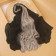Gradient Dual Color Scarf,Elegant Ombre Headwraps Hijab, Modal Cotton Feel Lightweight Sunscreen Shawls For Women,5#Blackgrey - 5#blackgrey - View 3