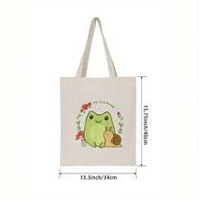 Cute Kawaii Snail Mushroom Cottagecore Aesthetic-Shirt Shoulder Bag Canvas Hangbag - 白色 - 查看 5
