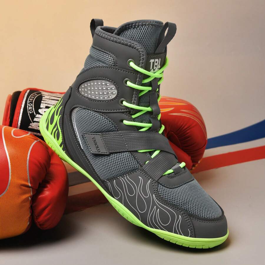 Men's Wrestling Shoes With Lightweight,Sdtdid Boxing Shoes Made Of Micro Suede For Gym,Powerlifting,Bodybuilding,Training Etc. - Grey - View 1