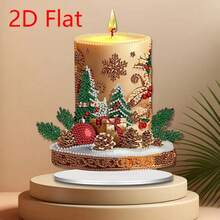 2D flaches Weihnachtskerzen-Muster Diamant-Malerei Dekoration, DIY Spezialform Kristall Diamant Mosaik Kunstwerk, Feiertags-Geschenk, Handwerkskunst um Selbstvertrauen und Erfolgsgefühl zu steigern, geeignet für Schlafzimmer, Büro, Wohnzimmer Tischdekoration - Verschiedenfarbig - Übersicht 4