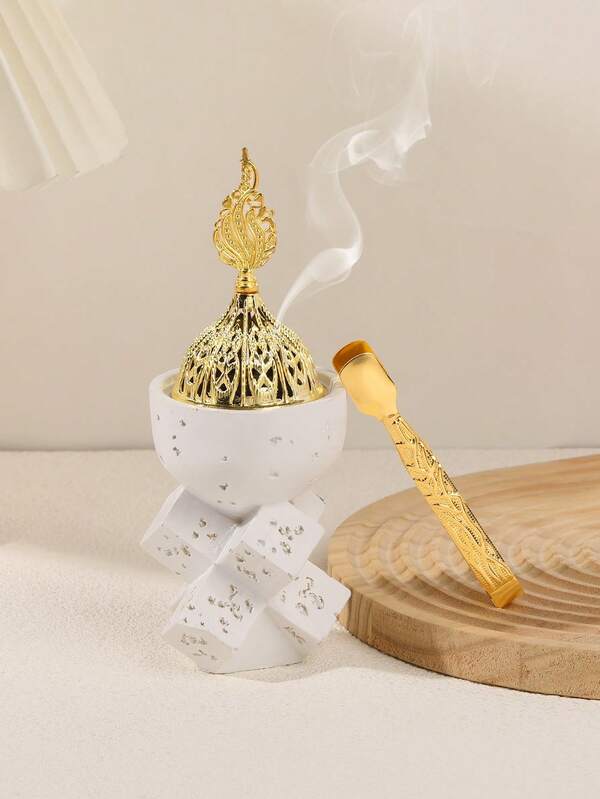 1Pc/1Set Creative Resin Aromatherapy Incense Burner, Modern Style Resin Bakhoor Burner. Hand-Held Incense Holder. Suitable For Home Decor, Bedroom, Living Room, Tea Room, As A Centerpiece, Office, Festival, Festival Decoration, Home Decor Such As Decorating Living Room, Bedroom, Office, Hotel, Entryway, Tabletop, Yoga Place And Party To Create An Elegant Atmosphere