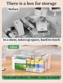 1pc Medicine Organizer Storage Box, Transparent Desktop Storage Case, Dustproof Storage Container With Flip-Top. Household Mini Medicine Organizer. Multi-Functional Storage For Cosmetics, Facial Mask, Stationery, Sundries - Multicolor - View 7