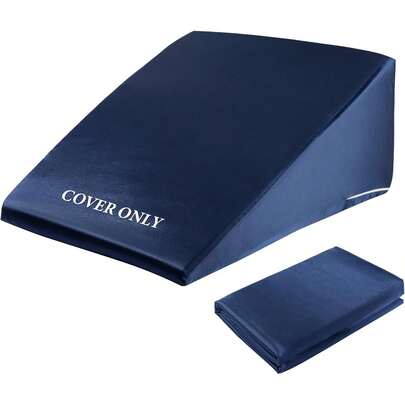 Satin Bed Wedge Pillow Cover Silky & Smooth Wedge Pillowcase 1 Pack 24x24x8, Soft & Breathable, Removable & Washable-Zipper Design (Pillow Not Include),(Navy Blue, 24x24x8)