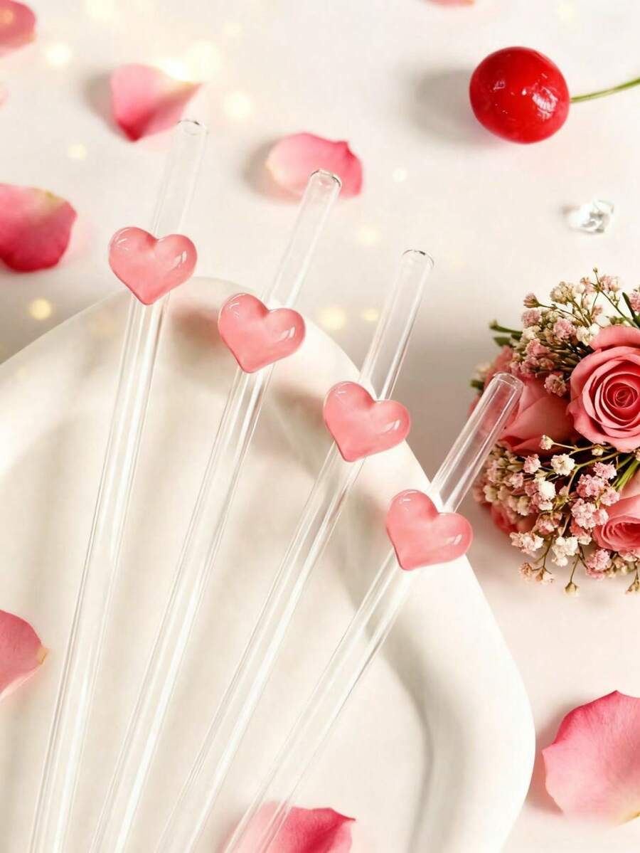 1/2/4 chiếc ống hút thủy tinh hình nơ hồng hoạt hình dễ thương, ống hút thủy tinh uốn cong có thể tái sử dụng, thích hợp cho sinh tố, sữa, trà, nước ép, cocktail và đồ uống lạnh, quà tặng bạn gái, cửa hàng tráng miệng, nước có ga, quán ăn vặt, văn phòng, quán bar, nhà hàng, kỳ nghỉ hè, bãi biển, tiệc độc thân, đám cưới, quà tặng Ngày của Mẹ.