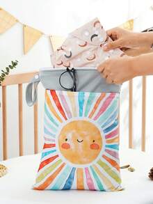 1个干湿两用袋，防水可重复使用，带两个拉链口袋，适用于旅行、海滩、泳池、日托、婴儿脏污物品、瑜伽健身，可装泳衣或湿衣服。 - 彩色 - 查看 1