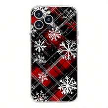 Funda para  de la que se ofrece un encantador diseño navideño con copos de nieve y cuadros, Compatible con los modelos  16, 15, 14, 13, 12, 11, Plus, Pro y Pro Max - Color mixto 1 - Ver 2