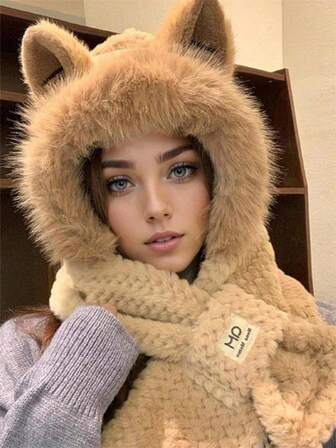 1件蓬松女士装饰发帽头带帽子复古秋冬发饰发带非常适合户外家居通勤冬季装备