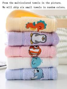 1/2/4/6件純棉可愛小長方形毛巾 9.84*17.71英吋，刺繡動物圖案，男女通用，適合四季，高吸水性，柔軟快乾，適用於浴室、廚房、節日禮物、居家與學校 - 彩色 - 查看 10