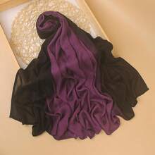 Gradient Dual Color Scarf,Elegant Ombre Headwraps Hijab, Modal Cotton Feel Lightweight Sunscreen Shawls For Women,10#Blackpurple - 10#黑紫色 - 查看 3
