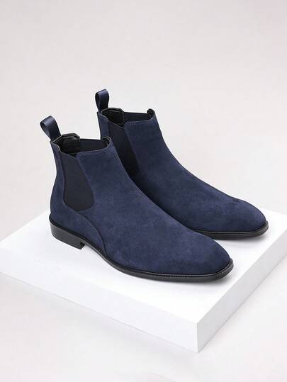 Men's Suede Chelsea Ankle Boots, Comfortable Elastic Slip-On Design, Business Casual, Classic Style Available In Multiple Colors