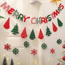 1pc Christmas Party Backdrop Hanging Decoration Set, Includes Cute 3D Felt Santa, Tree, Deer, Bell, Cane Banner & Garland - Multicolor - View 8