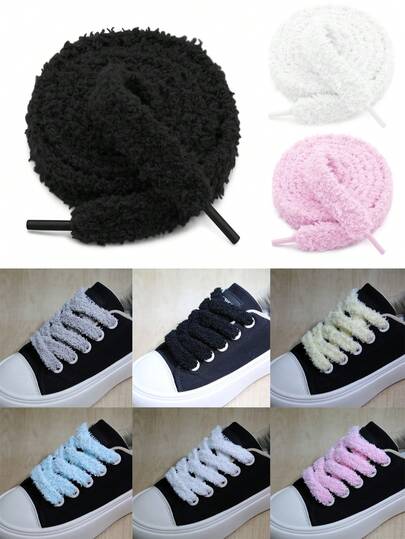 1pair Fuzzy Shoe Laces For Sneakers( 120cm/47.24inch)Fluffy Puffy Furry Shoelaces, Plush Wide Shoelaces - Solid Color, Casual And Hand Washable, Fat Wide Big Chunky Strings, Shoe, Spring Summer Picks, Brides Maid Gifts, Room, Bedroom Decor, Bedroom Decor, Beach, Travel, For Men, For Women, Vacation, Women's Day, Travel Essentials, Wedding Favors, Y2k, Bedroom, Car Accessories Women, Kitchen Decor, Cute Stuff,Mother's Day Gift,Bedroom Decor,Garden,Kitchen Decor,Summer,Beach,Travel Essentials,Room Decor,Squishy,Graduation