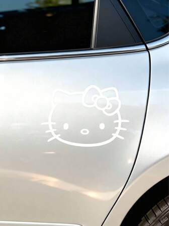 Car Stickers,Sanrio 3pc Cute Cartoon Hello Kitty Sticker For Motorcycle, Auto Scooter, Scratch Protector, Waterproof And Sun Protection, Decorative Sticker For Gas Tank Cover, Window, Bumper