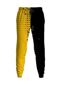 2pcs Men's KING & Crown Graphic Print Color Block Crew Neck Long Sleeve Tee & Drawstring Sweatpants Set, Casual  Street Style Outfits, Men's Clothing - 混合色 - 查看 5