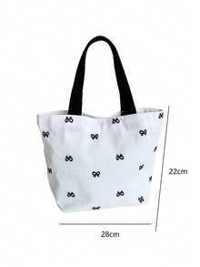 1个可爱香蕉卡通刺绣帆布手提袋，方便上班族使用的手提包 - 彩色 - 查看 6