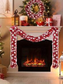 1000cm/500cm/200cm-Red Shiny Snowflake Metallic Aluminum Foil Tassel Wreath, Christmas Tree Garland DecorationChristmas Snowflake Tinsel Garlands Xmas Chunky Tinsel Decoration For Christmas Tree Decorations Party Indoor And Outdoor Decorations,Red Christmas Tinsel Garland, Christmas Tree Tinsel Thick Xmas Tree Tinsel Chunky Metallic Tinsel For Christmas Tree Decorations, Party, Home Decorations.