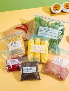 20/55/130个装透明拉链袋，可重复密封食品保鲜袋，适用于饼干、糖果、零食、干果、谷物、香料等，便携式防漏食品容器，真空密封袋，厨房配件，多种拉链和图案颜色可选，返校用品 - 彩色 - 查看 3