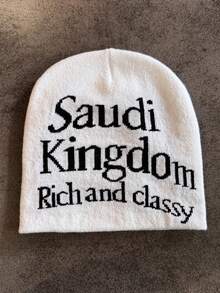 1pc These Men's Knit Beanies With "Saudi Kingdom Rich And Classy" Lettering Come In Multiple Colors, Offering A And Warm Design, Making Them Ideal Fashion-Forward Winter Headwear - Multicolor - View 11
