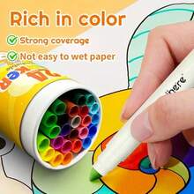 أقلام تلوين مائية قابلة للغسيل للأطفال من Angelhere، طقم أقلام بطرف مخروطي فائق القابلية للغسيل، مستلزمات فنية لرسم الأطفال - متعدد الألوان - مشاهدة 3