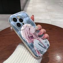 Funda de teléfono de la serie Anime Girl para iPhone 16, linda 15PRO estética 14PLUS, hermosa XS sensación suave 16, bonita XSMAX para mujeres 11PRO, diseño único 14PRO de ondas, fundas de teléfono XR de TPU grueso 12PROMAX, 11PROMAX a prueba de golpes y anti-caída 12MINI/14/16PLUS/14PROMAX/16PROMAX/13PROMAX/15PROMAX/16PRO/12PRO/12/13MINI/15/11/13/13PRO - Blanco - Ver 2