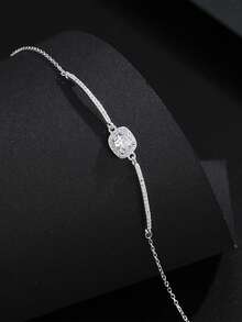 1pc Elegant Women's Jewelry, S925 Silver Dainty Ins-Style Heart & Bead Design Minimalist Snake Bone Chain Bracelet, Suitable For Daily Wear - #1 - View 6