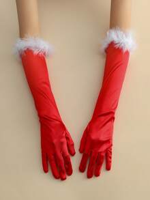 1 Cặp Găng Tay Lông Bóng Cho Nữ, Thích Hợp Cho Các Sự Kiện Tiệc Halloween - màu đen - Xem 9