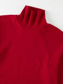 男士高领长袖T恤三件装，双面抓绒面料，保暖休闲打底衫，秋冬季 - 紅色 - 查看 5