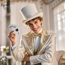 Barelove Black Top Hats Magician Victorian Dress Up Crazy Top Dance Sequence Top Hat Christmas Costume For Men Women Unisex - ColorE - 查看 5