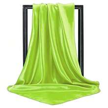 Lastclream Chiffon Square Neck Scarves For Women Handkerchief Retro Satin Ribbon Scarf For Hair Wrapping 23.6inch 26inch,23.6inchRibbon-LimeGreen - 23.6吋絲帶-檸檬綠 - 查看 4