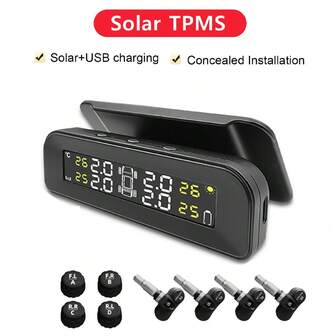 Sistema de monitoreo de presión de neumáticos alimentado por energía solar, a prueba de agua y polvo, adecuado para diversos entornos, fácil instalación, universal para automóviles, SUV, autocaravanas (280mAh)