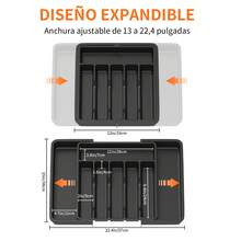 HSHa Extendable Cutlery Drawer Organizer, Adjustable Cutlery Holder And Organizer For Knives, Forks And Spoons, Plastic Cutlery Holder, Drawer Insert (Black) - Black - View 2