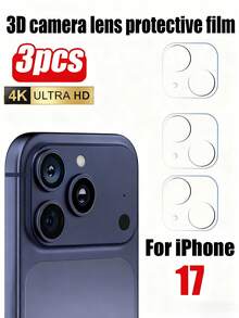 适用于 17 Pro Max/17/17 Pro/17 Air/16/15/14/13/12/11 的 3 片装摄像头镜头保护膜，军规级防刮膜，9H 钢化玻璃摄像头屏幕保护膜，[不影响夜间拍摄]，透明 - 無色 - 查看 31