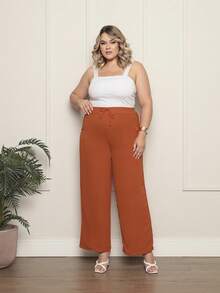 Women's Wide-Leg Pants Duna Elastic Waist Plus Size - 瓦 - 查看 8