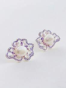 1 Pair Baroque Pearl Earrings, S925 Silver Needle, Niche Design, Layered Wear, High-End Fashion, Personalized, Creative, Feminine, Elegant, Charming, Unique Design, Luxurious - Multicolor - View 9