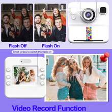 1080P HD Digital Camera Instant Print Camera Set, Suitable For Kids, Portable Multifunctional Children's Photo Printer, Includes Digital Camera, Camera & Accessories, Creative Drawing & Photography Gift, Kid-Friendly Design For 3-12 Years Old Boys & Girls, Cute Portable Gift For Christmas, Birthday, New Year - Multicolor - View 5