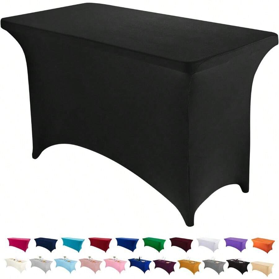 Mantel rectangular de 4 pies de largo de spandex elástico, color negro - Negro + 48" x 30" (Rectangular) - Ver 1