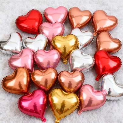 100pcs Mini Heart Shaped Foil Balloons - 5 Inch, Gold And Red, Suitable For Weddings, Proposals, Birthdays, Mother's Day And Father's Day, Spring/Summer Party Decorations, Celebration Balloons